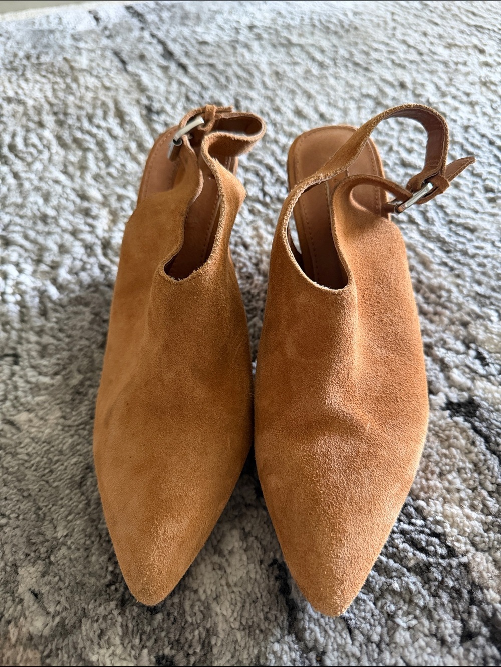 Suede Pointed-Toe Slingback Mules in Rust Topshop